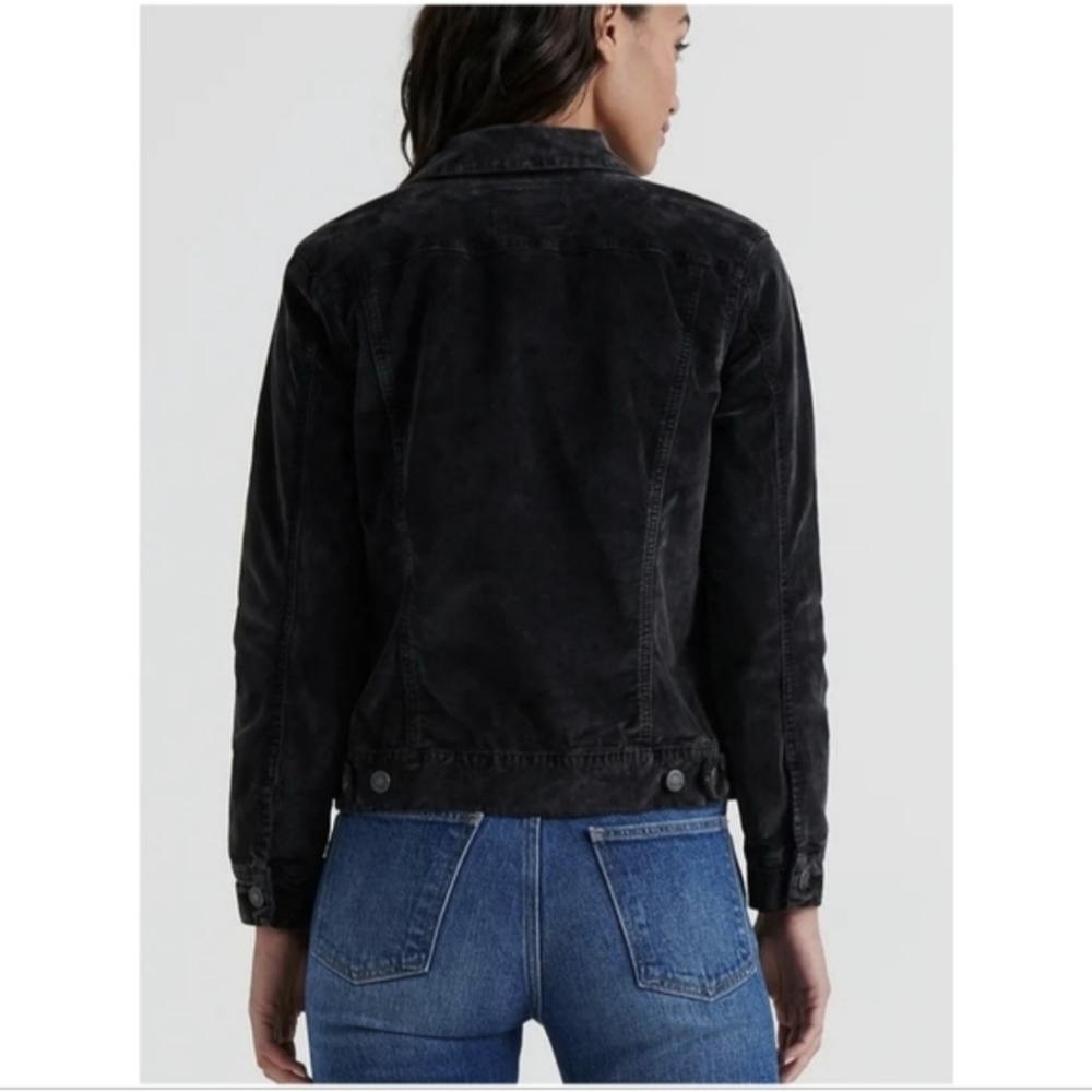 Lucky Brand Jeans The Tommy Trucker Charcoal Black Velvet Jacket - M - Picture 6 of 15